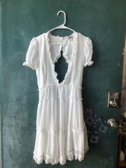 White Polka-Dot Bell-sleeved Dress