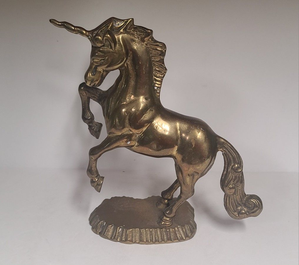 Beautiful Vintage Solid Brass Unicorn Figurine