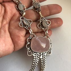Rose Quartz cabochon necklace 17’