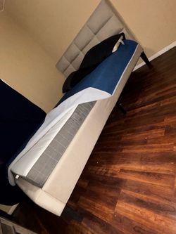 Full/Queen Bed Frame with Upholstered Headboard