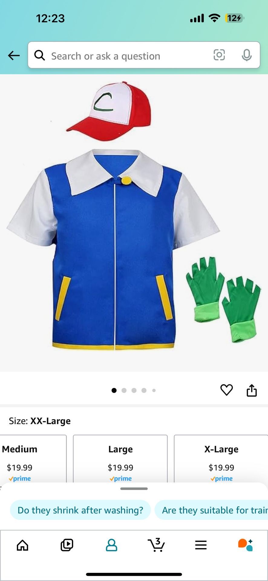 Ash Ketchum Pokemon Costume L/XL