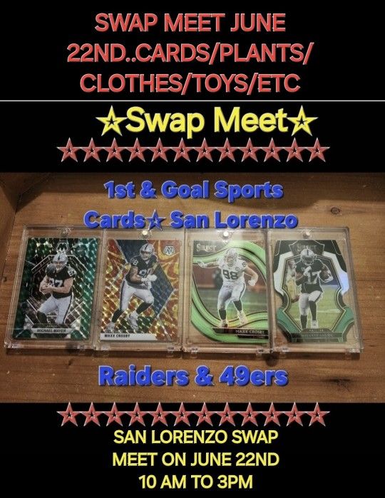 SWAP MEET ON JUNE 22ND AT THE SAN LORENZ0 LIBRARY..FLEA MARKET PLANTS.SPORTS CARDS TOYS ETC ETC