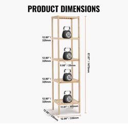 Corner standing bookshelf 5-tier bamboo Ladder Narrow shelf plant stand