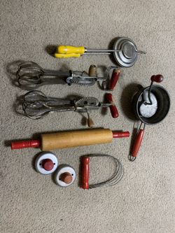 Kitchen Utensils, Vintage, Red