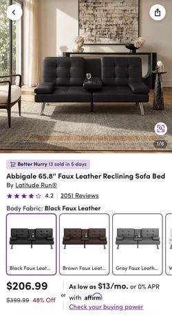 Faux Leather Reclining Sofa Bed