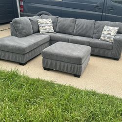 Modern Gray Sectional Ottoman 