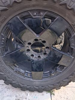 Black Off-Road Wheel with All-Terrain Tire
