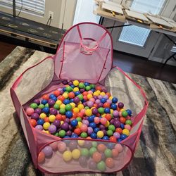 Pink Ball Pit w/ Basketball Hoop – $15, Clean.  Like New