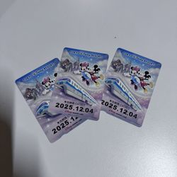Japan Tokyo Disney Resort Line Train Ticket Set of 3 Mickey & Minnie Mouse Monor
