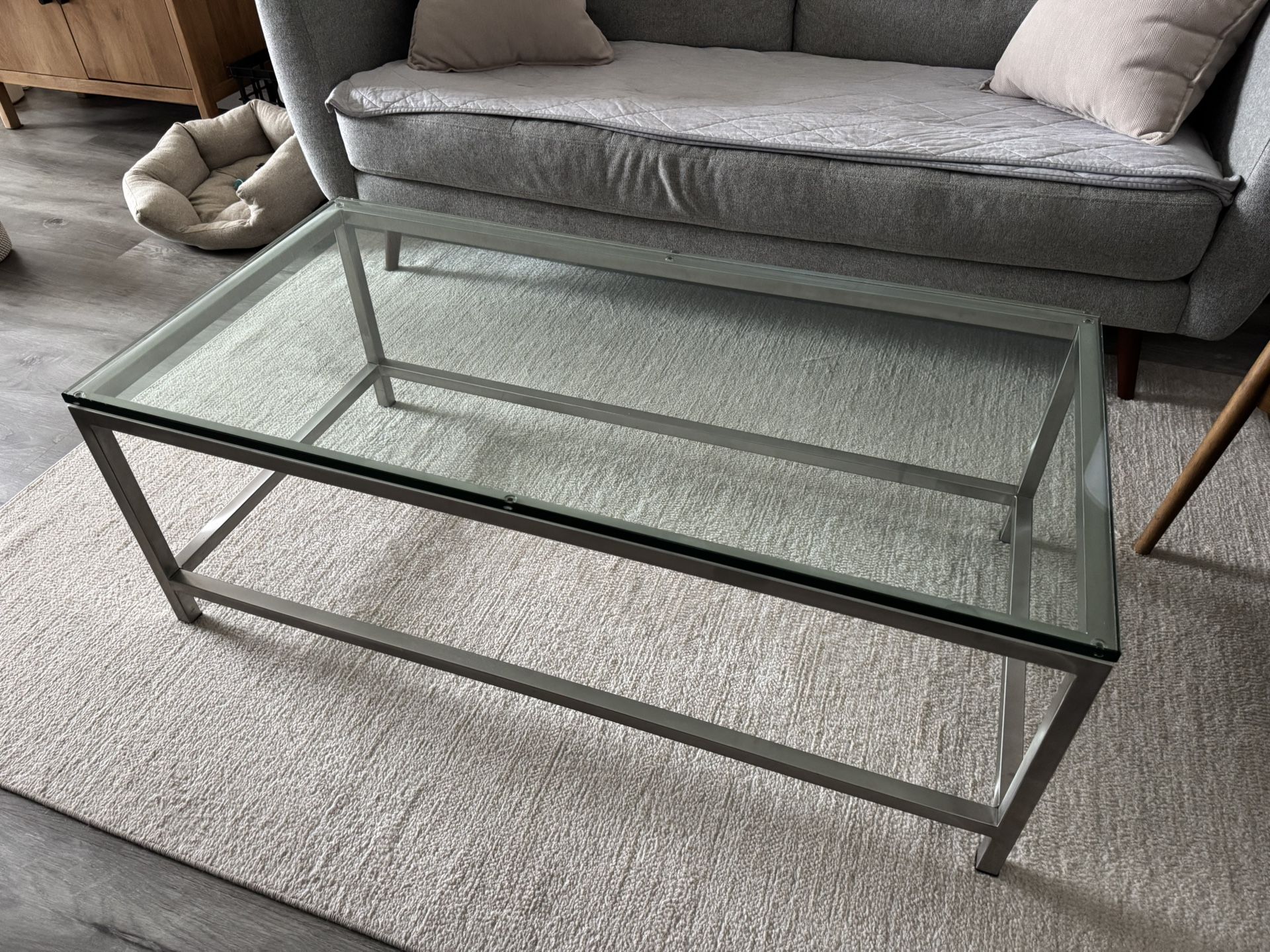 Crate & Barrel Glass Coffee Table