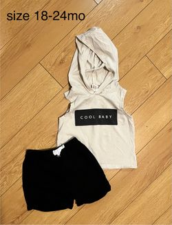 Toddler Cutoff Hoodie And Shorts Set 18-24mo