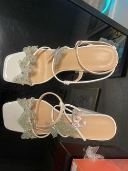 White heels with butterflies