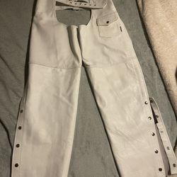 White Leather Motorcycle Chaps