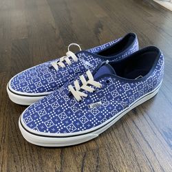 Mens Vans Authentic Checker Dot Blue Classic White Navy Blue Polka Dot Shoes 11