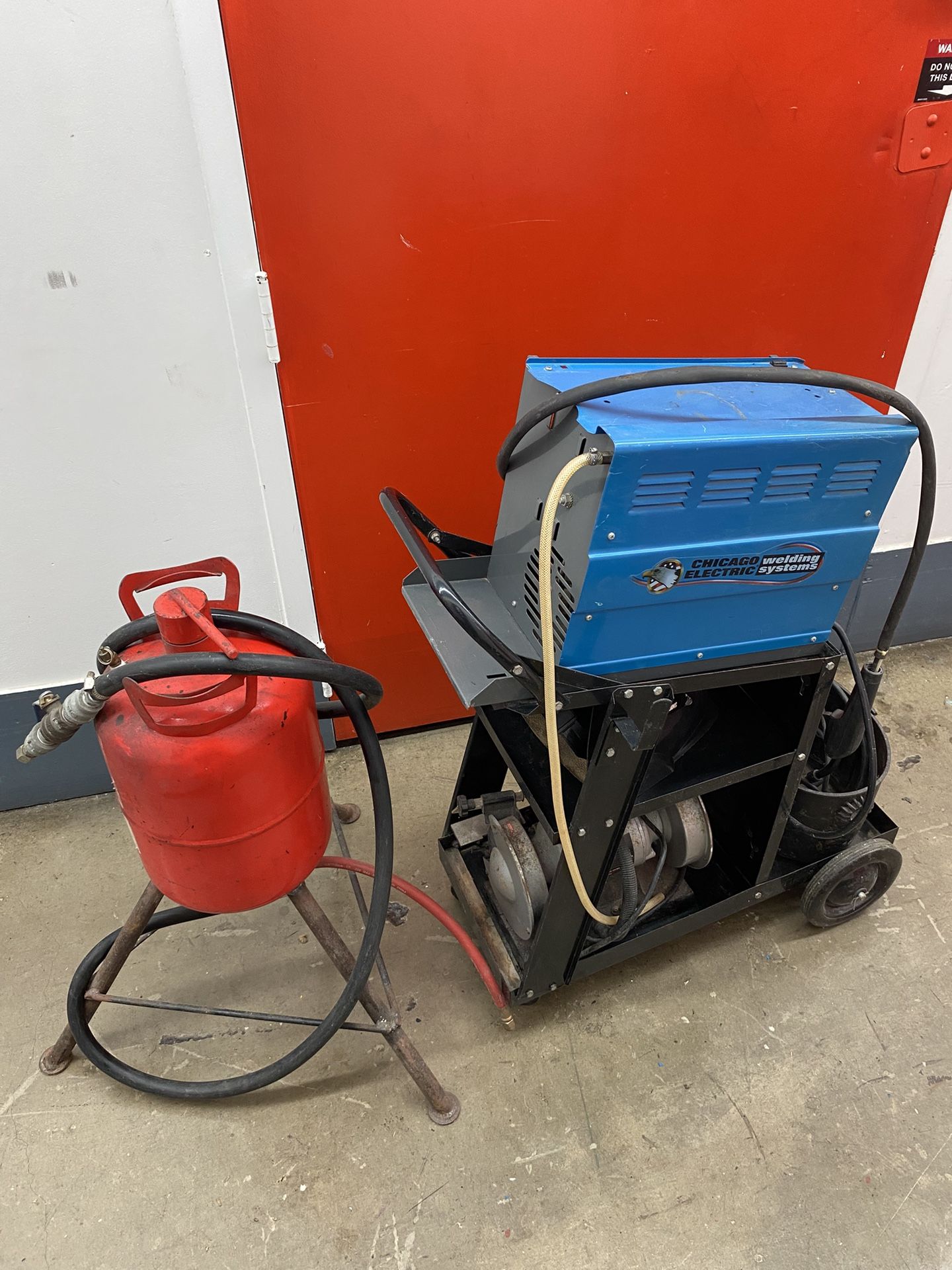 Chicago Electric Systems- Dual Mig Welder w/ Tank and Helmet