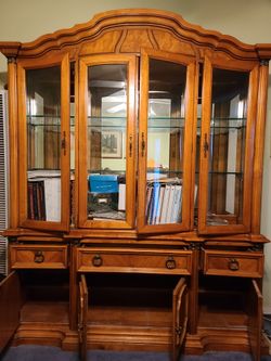 Large Display/Storage Cabinet, Wood And Glass