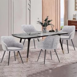 Faux Suede Accent Chair Arm Chairs Living Room Chairs Leisure Chair Upholstered Chair with Metal Legs Set of 4 for Home Kitchen Office Bistro Cafe