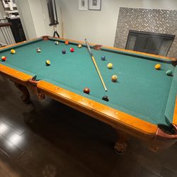 Kasson 8 Ft Solid Wood Pool Table – Claw Feet – Leather Pockets - $949 (Scripps Ranch)