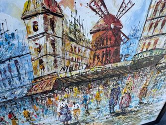 Moulin Rouge Paris Textured Canvas Painting – Framed