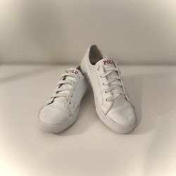 Kids Polo Ralph Lauren White and Pink Trainers