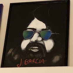 Jerry Garcia Chalk Drawing In Frame