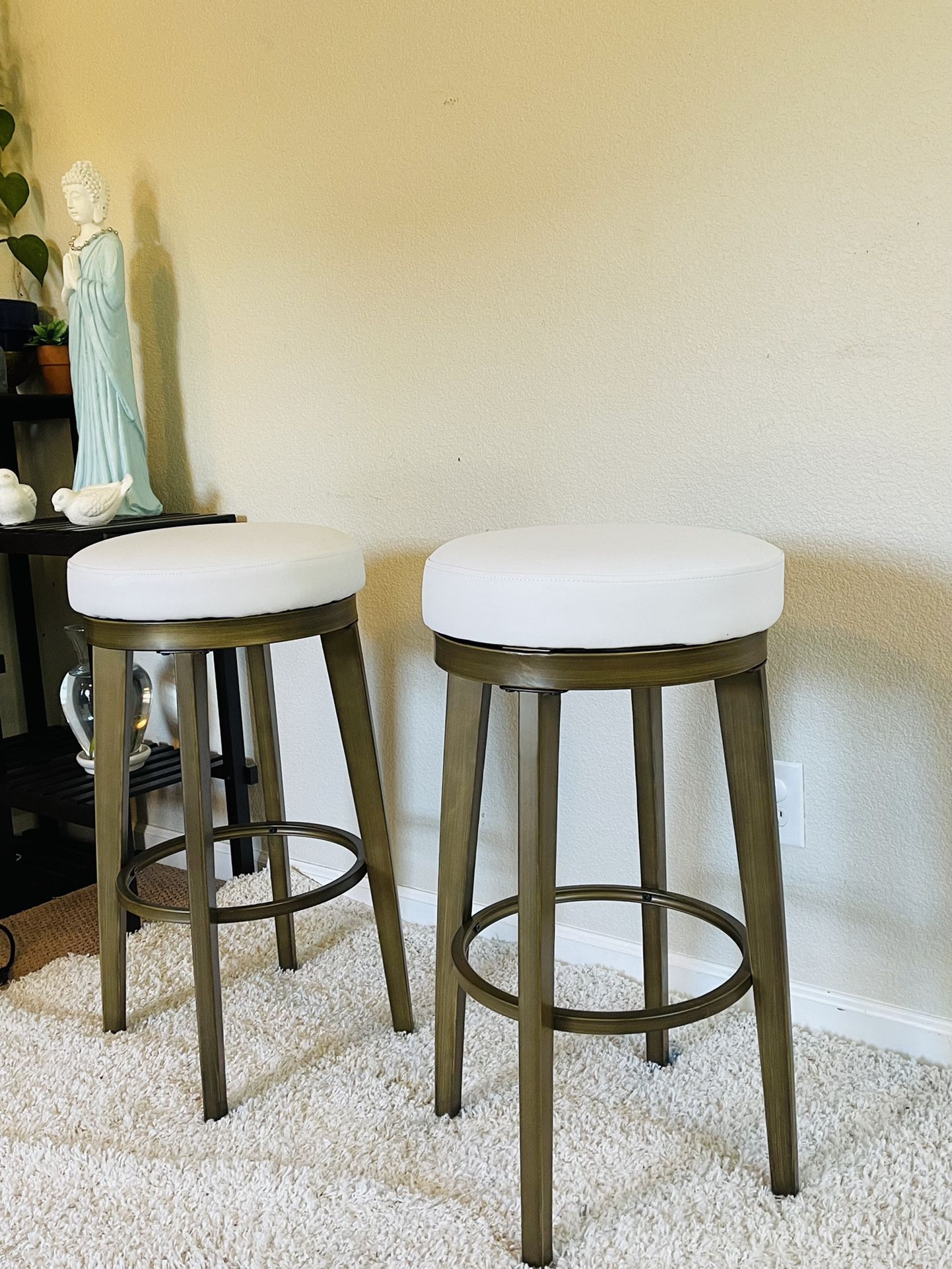 Bar Stools….2faux Leather And Metal Swivel 