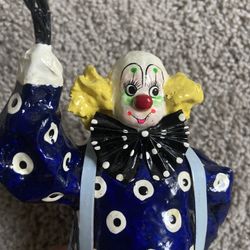 Vintage Clown Paper Mache Clown Handmade Clown Balloons 11" Tall