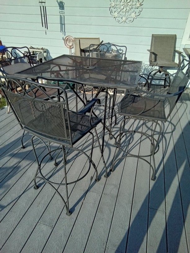 Wrought Iron Tall Table And Chairs