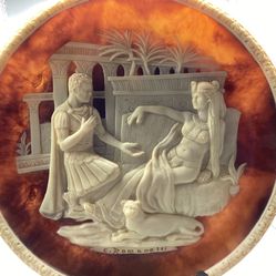 Vintage Decorative Plate Antony and Cleopatra Carl Romanelli Numbered, Signed,Certified,Original box Onyx Renaissance Medieval Great as a wall decor -