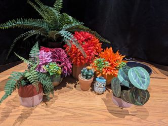 Lot of Faux Plants & Pots