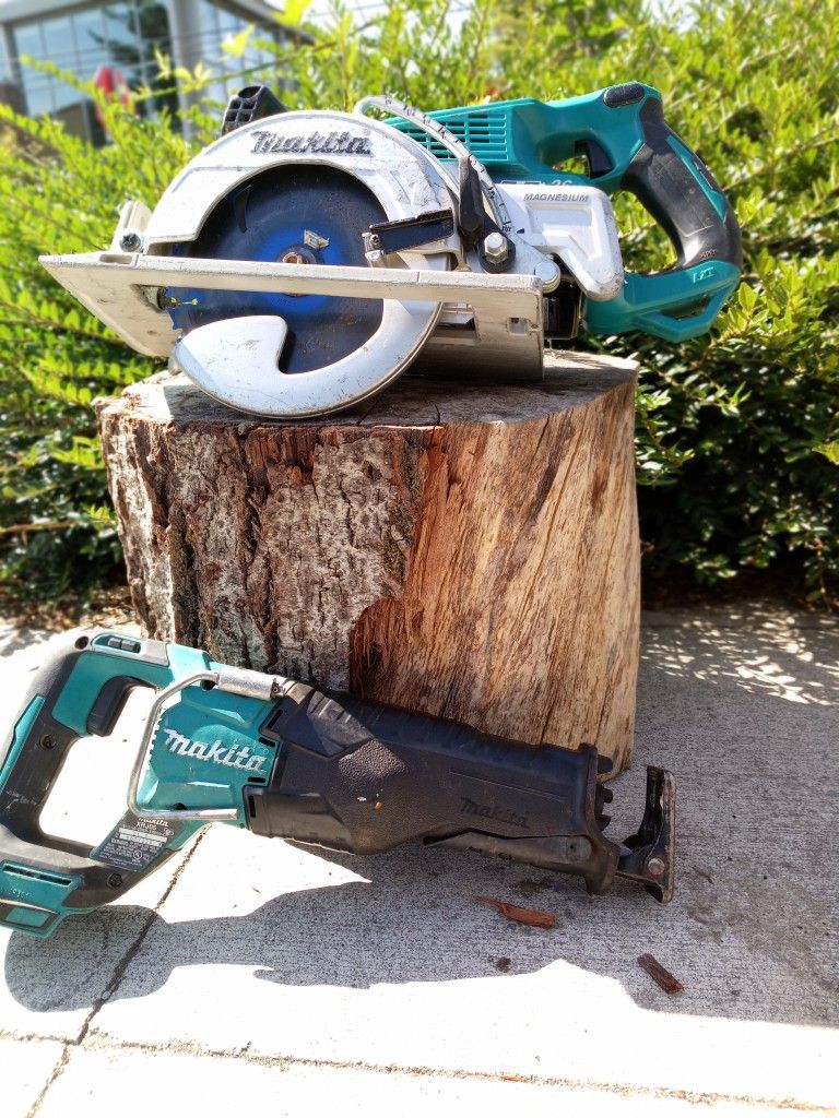 Makita Combo Set 18v Sawzall XRJ05 & 36 V Circular SawXS01 Plus 2 Batteries