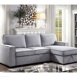 Gray Sectional Sofa With Pullout 