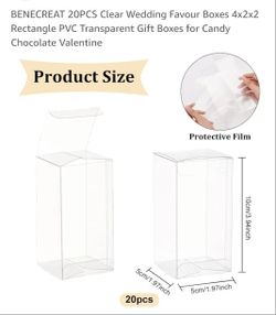 BENECREAT 20PCS Clear Wedding Favor Boxes 4x2x2 In