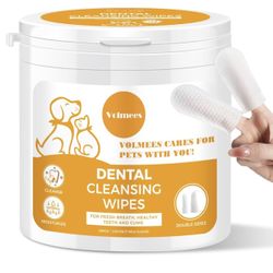 Pet Dental Finger Wipes for Dogs and Cats, Dog Teeth Cleaning Wipes, Dog Dental Care Wipes, Reduce Plaque & Tartar Buildup, Freshen Breath, Cleaner Mo