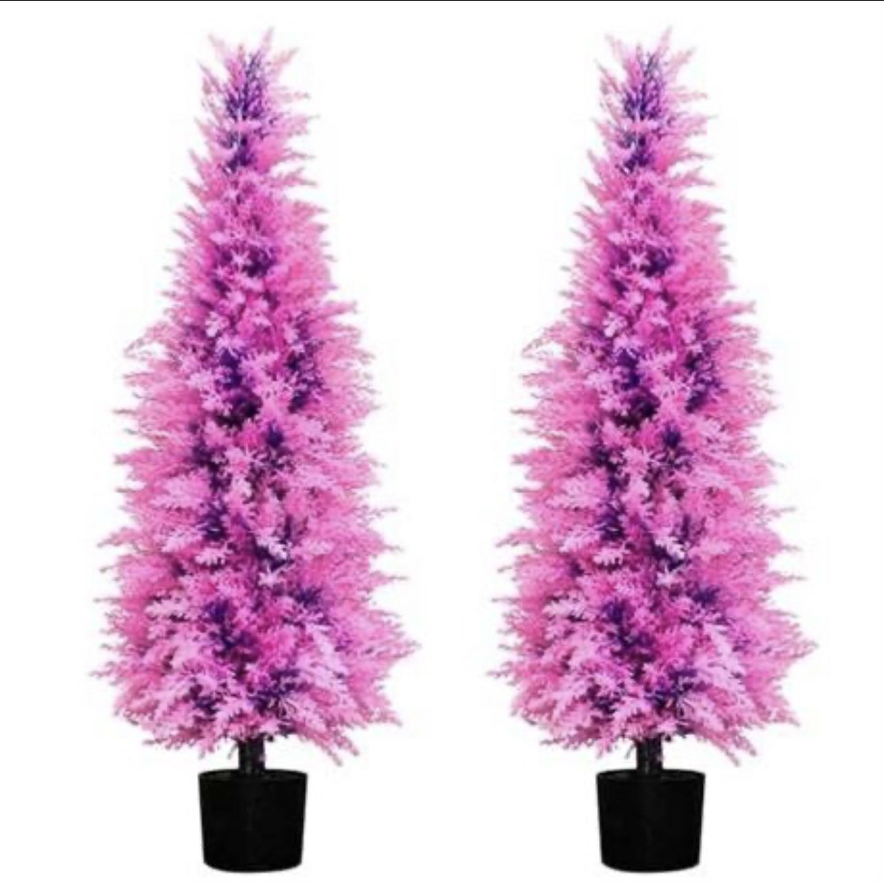 2 Pack Artificial Cedar Topiary Trees 4FT Pink and Purple