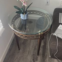 Glass Coffee Table And Side Table 