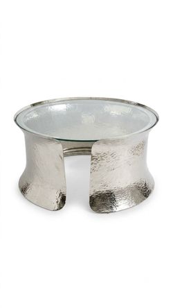 Global Views Nickel Cuff Glass Top Cocktail Table