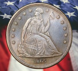 1865 Seated Liberty Dollar Silver Plated Novelty Coin - Cir