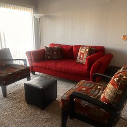Sofa, Ottoman, Pillows and 2 accent chairs 