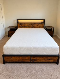 Brand New Bed Set with Mattress & 2 Nightstands – $150