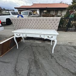 $30 headboard for king size bed  and $50 vintage desk 