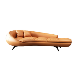 Comfortable Indoor Chaise Lounge With Metal Feet Faux Leather Chaise Lounge
