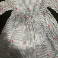 Blue And White Flowered Polkadot Dress For Kids￼