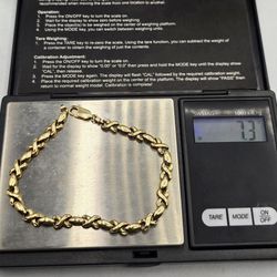 10kt Gold X Style Bracelet Pulsera De Oro 10kt