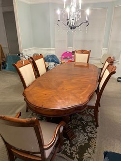 Wood Dining Table with 6 Chairs