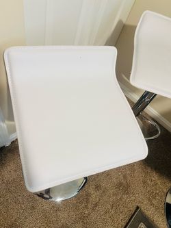 White Faux Leather Bar Stools with Chrome Base
