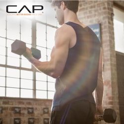 CAP 50 lbs Coated Dumbbell Set | Chrome Handle and Comfort Grip Handle
