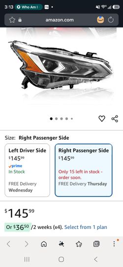 Nissan Altima 2019-2022 Headlamp w/DRL passenger right side