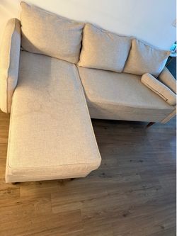 Modern Beige Chaise Sofa – Good Condition