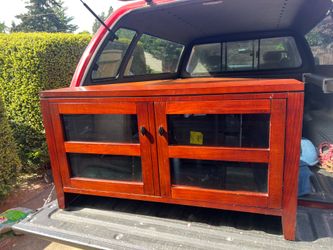 Crate and Barrel TV Stand, Stereo Cabinet, Cherry, Glass Doors, Delivery